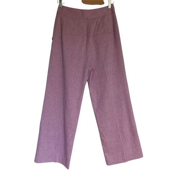 Veronica Beard Jeanne Pant Heathered Orchid 4 High Waist Wide Leg Linen Blend - Picture 7 of 9